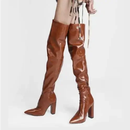 Winter Woman Brown Gray Black Beige Solid Leather Pointed Toe Block Heel Over The Knee Boots Ladies Slim Thigh Long Knight Boots
Winter Woman Brown Gray Black Beige Solid Leather Pointed Toe Block Heel Over The Knee Boots Ladies Slim Thigh Long Knight Boots