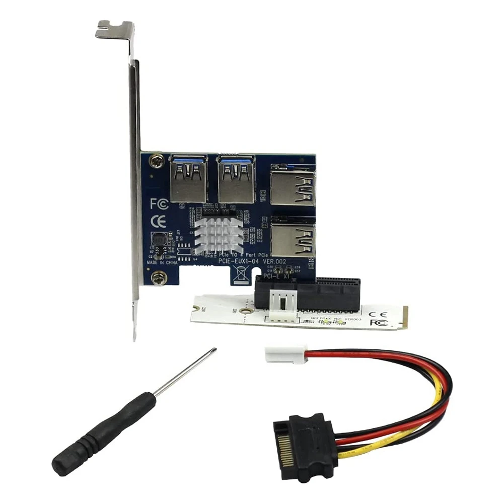 PCIe 1 to 4 PCI Express 16X Slots Riser Card Combo for Bitcoin Mining Miner BTC Devices
PCIe 1 to 4 PCI Express 16X Slots Riser Card Combo for Bitcoin Mining Miner BTC Devices