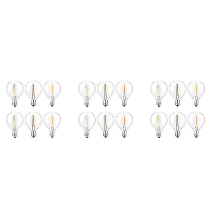 ABUP-18Pcs G40 LED Replacement Light Bulbs, E12 Screw Base Shatterproof LED Globe Bulbs For Solar String Lights Warm White
ABUP-18Pcs G40 LED Replacement Light Bulbs, E12 Screw Base Shatterproof LED Globe Bulbs For Solar String Lights Warm White