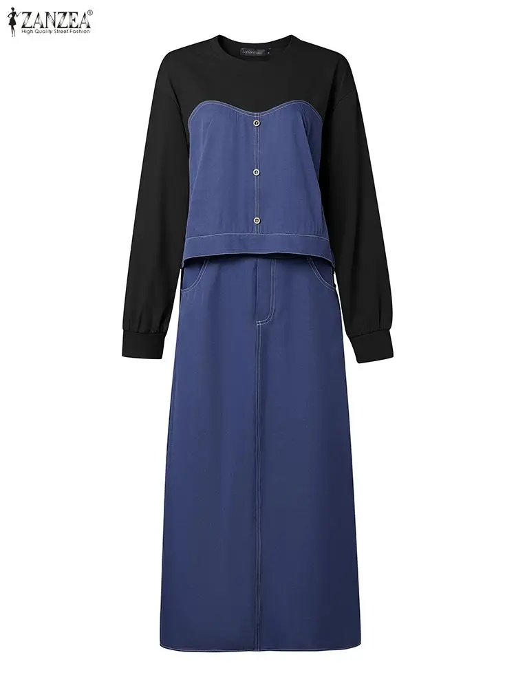 ZANZEA 2022, осенние женские комплекты свитшотов и юбок, модные топы с длинными рукавами, макси-юбки, одинаковые комплекты, лоскутные винтажные комплекты платьев
ZANZEA 2022, осенние женские комплекты свитшотов и юбок, модные топы с длинными рукавами, макси-юбки, одинаковые комплекты, лоскутные винтажные комплекты платьев