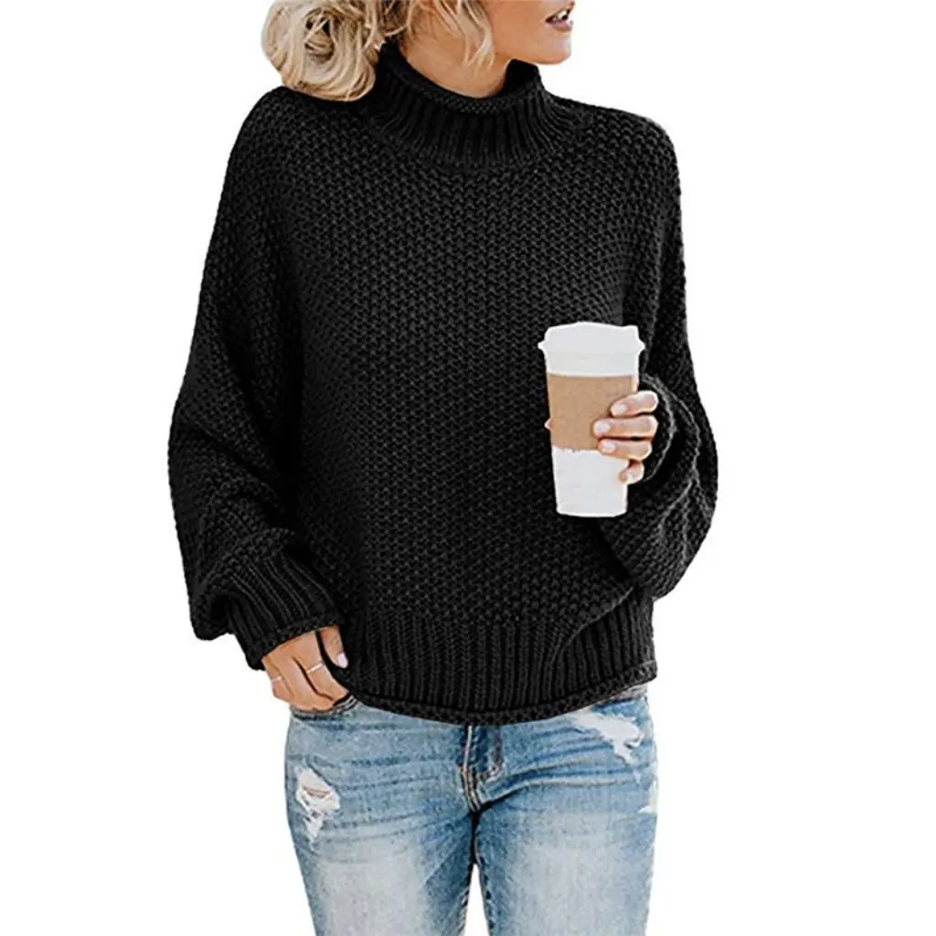 Women's Turtleneck Sweater Thick Line Autumn Winter New Style European And American Fashion Women's Top 
Women's Turtleneck Sweater Thick Line Autumn Winter New Style European And American Fashion Women's Top