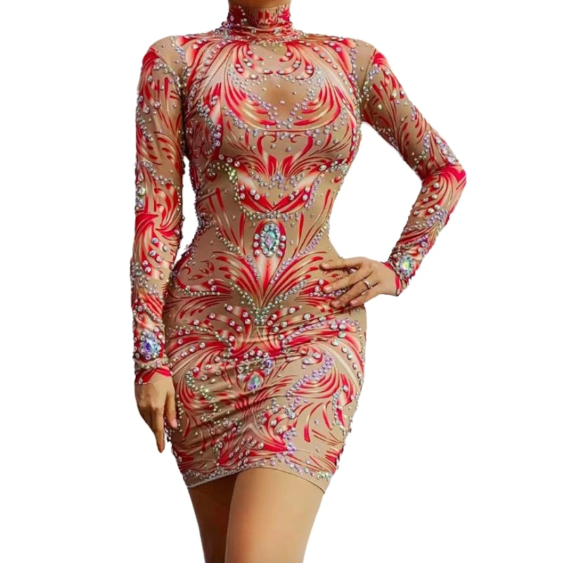 New Multi-color Rhinestone Spandex Short Dress Evening Birthday Celebrate Sexy Costume Women Dancer Singer Party Show Dress
New Multi-color Rhinestone Spandex Short Dress Evening Birthday Celebrate Sexy Costume Women Dancer Singer Party Show Dress