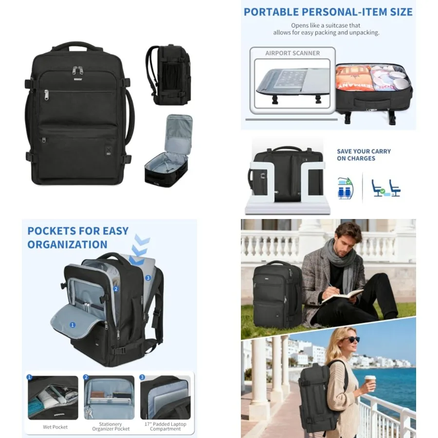 Travel Backpack For Spirit Airlines Personal Item Bag 18x14x8 with Wet Pocket, 17 Inch Laptop Backpack for Men Women Black
Travel Backpack For Spirit Airlines Personal Item Bag 18x14x8 with Wet Pocket, 17 Inch Laptop Backpack for Men Women Black