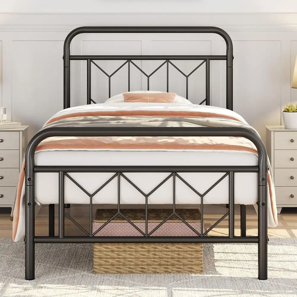 Twin Size Black Metal Platform Bed with Diamond-Patterned Slats, Underbed Storage, No Box Spring Needed
Twin Size Black Metal Platform Bed with Diamond-Patterned Slats, Underbed Storage, No Box Spring Needed
