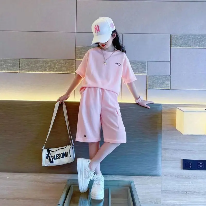 Girls Summer New Daily 2pcs Cooton Short Sleeved T-shirts+Pants Sets 4-14 Years Kids Korean Style Sports Suits Children Clothes
Girls Summer New Daily 2pcs Cooton Short Sleeved T-shirts+Pants Sets 4-14 Years Kids Korean Style Sports Suits Children Clothes