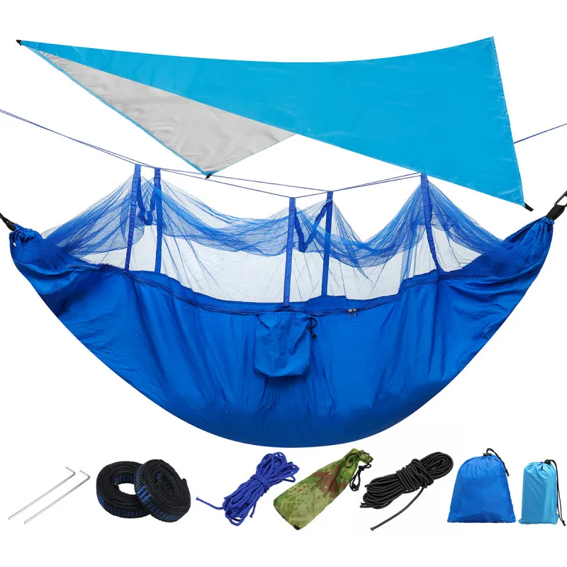 210T Parachute Nylon Lightweight Outdoor Travel Camping Hammock with Mosquito Net and Rain Fly Tarp
210T Parachute Nylon Lightweight Outdoor Travel Camping Hammock with Mosquito Net and Rain Fly Tarp