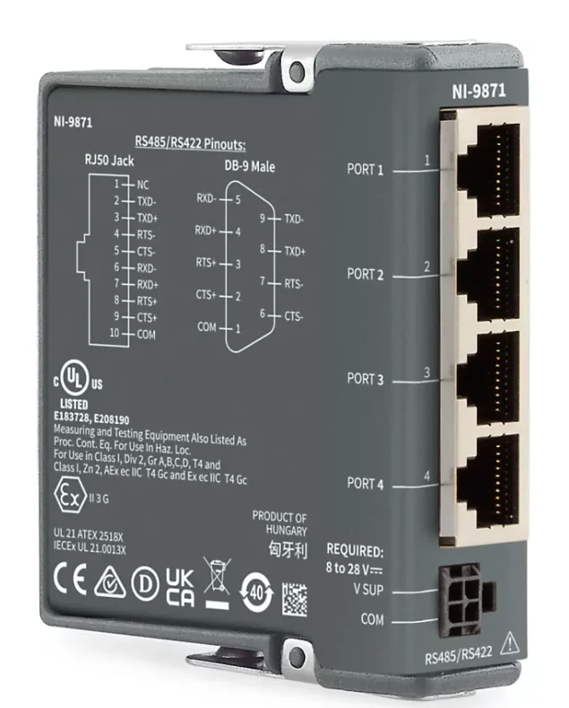 NI 9871 Serial Instrument Control Module 4-port RS485/RS422 C Series Has Good Color.
NI 9871 Serial Instrument Control Module 4-port RS485/RS422 C Series Has Good Color.
