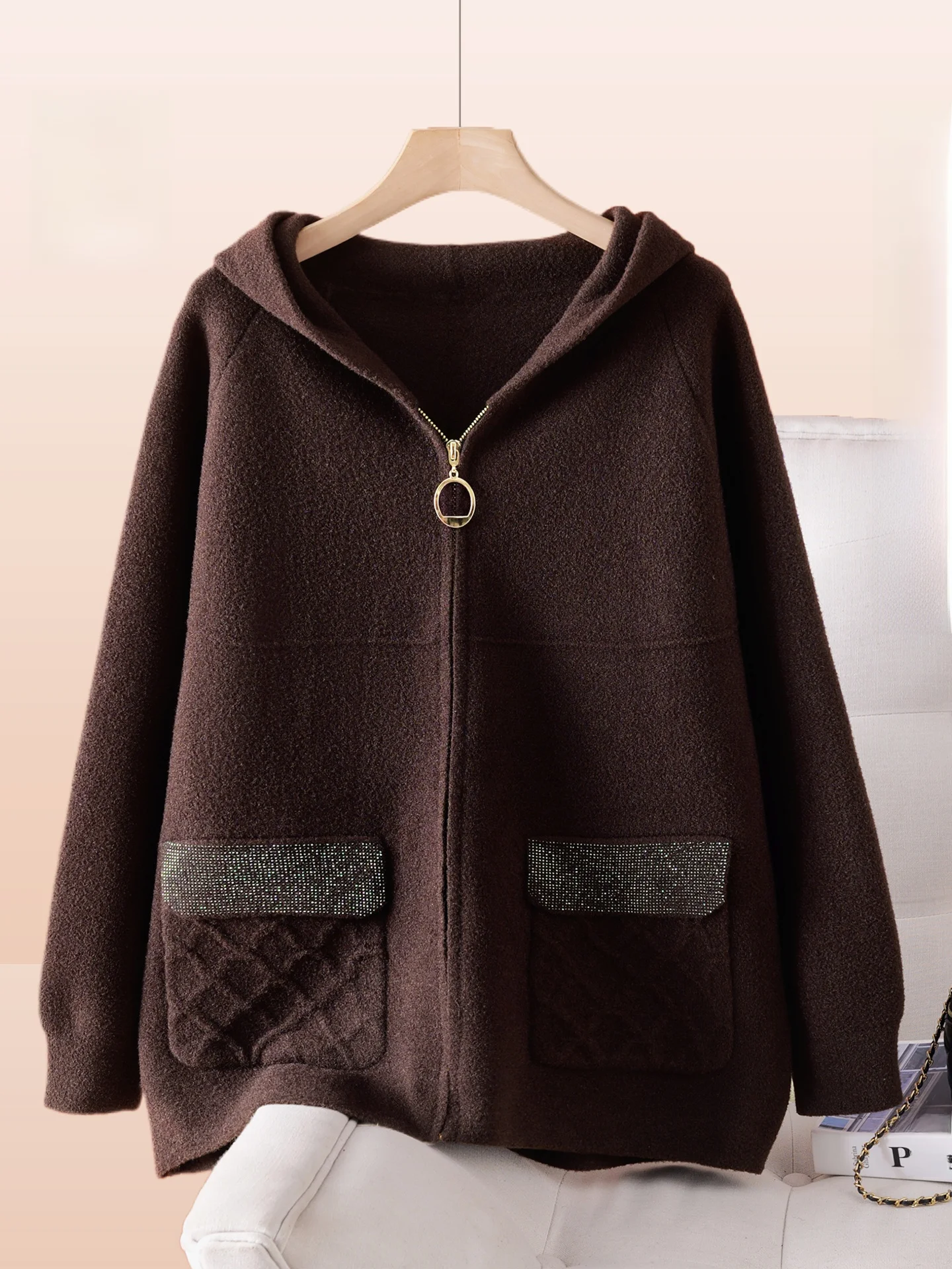 Faionable Woolen Hooded Open Cardigan Top for Middle-Aged And ly Women Spring Autumn Outerwear Mom's Autumn Coat
Faionable Woolen Hooded Open Cardigan Top for Middle-Aged And ly Women Spring Autumn Outerwear Mom's Autumn Coat