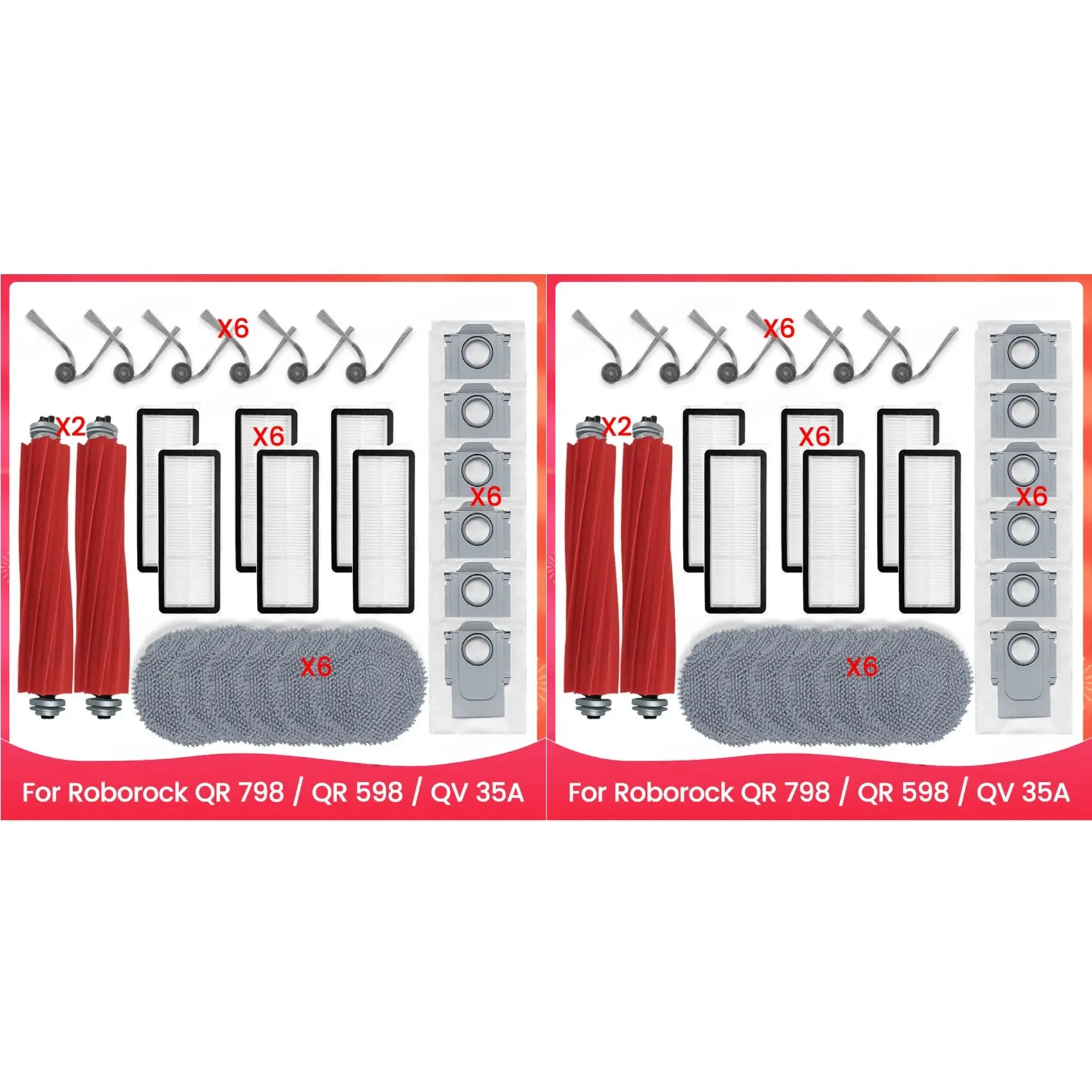 L73A 2025-2 Set Accessories Kit For Roborock QR 798 / QR 598 / QV 35A Main Roller Side Brush HEPA Filter Mop Cloth Dust Bags
L73A 2025-2 Set Accessories Kit For Roborock QR 798 / QR 598 / QV 35A Main Roller Side Brush HEPA Filter Mop Cloth Dust Bags