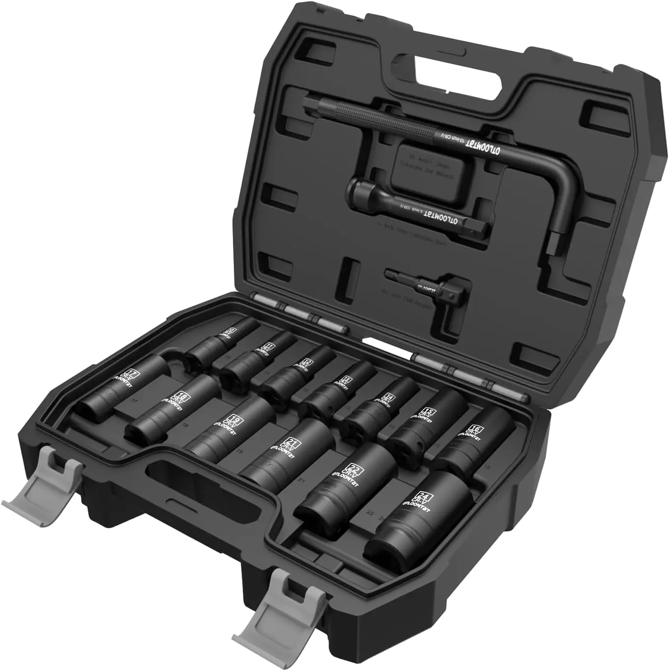 16PCS 1/2 In Drive Impact Socket Set, Deep Metric Sizes, Cr-V Steel, L Handle & Extension Bars with Organizer
16PCS 1/2 In Drive Impact Socket Set, Deep Metric Sizes, Cr-V Steel, L Handle & Extension Bars with Organizer