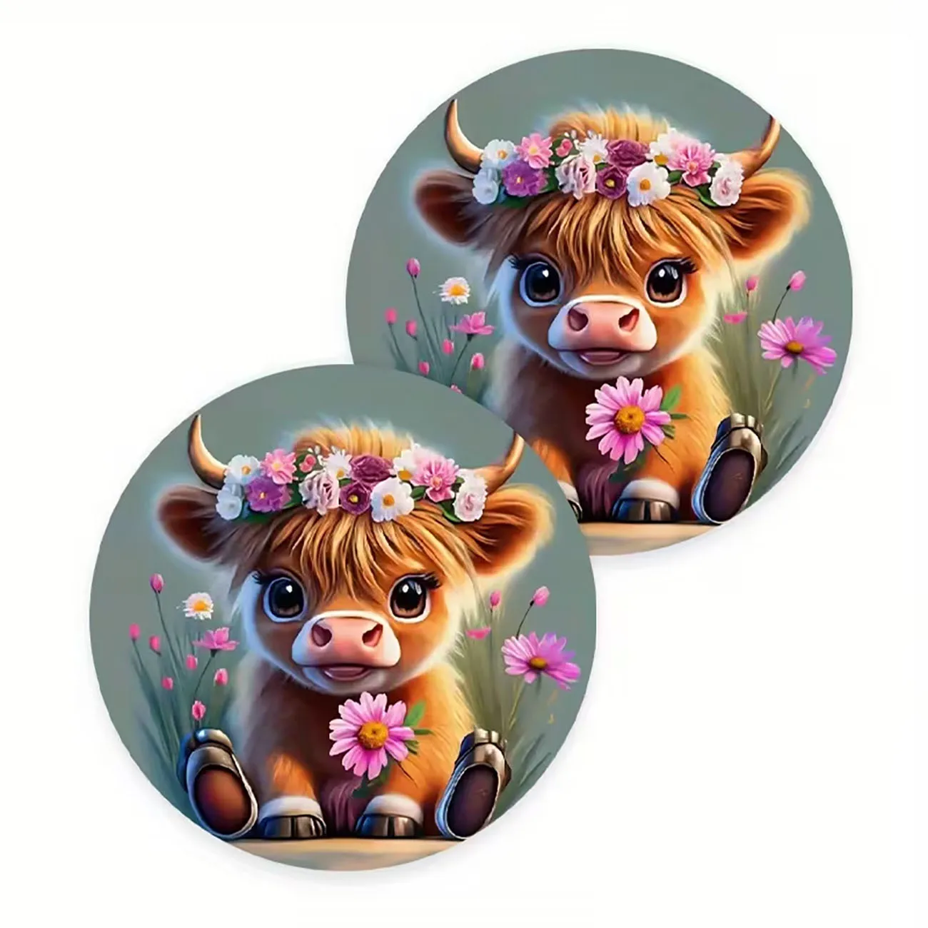 2Pcs 2.75" Baby Cow with Flowers Wooden Car Coasters, Universal Auto Cup Accessories
2Pcs 2.75" Baby Cow with Flowers Wooden Car Coasters, Universal Auto Cup Accessories