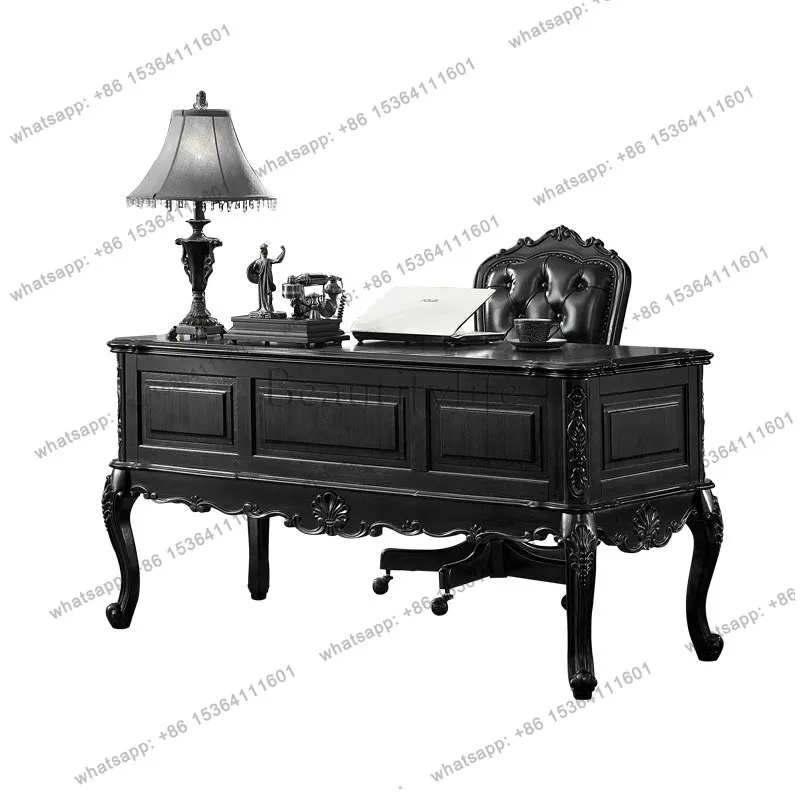 French retro black desk antique solid wood home writing table
French retro black desk antique solid wood home writing table