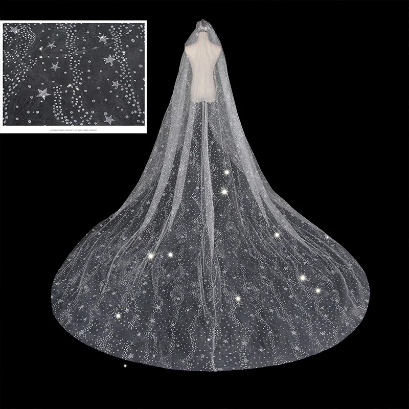 3.5m Long Wedding Veils Sparkling beading Sequins Bridal Veils with Comb 2025
3.5m Long Wedding Veils Sparkling beading Sequins Bridal Veils with Comb 2025