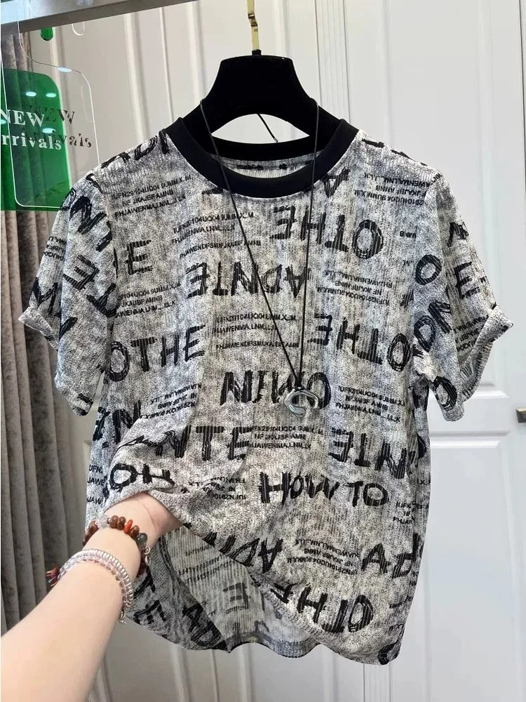 plus Size Summer T-Shirt Women's Loose Fit Short Sleeve Letter Print Slimming Top Korean Style Casual Breathable Fashion
plus Size Summer T-Shirt Women's Loose Fit Short Sleeve Letter Print Slimming Top Korean Style Casual Breathable Fashion