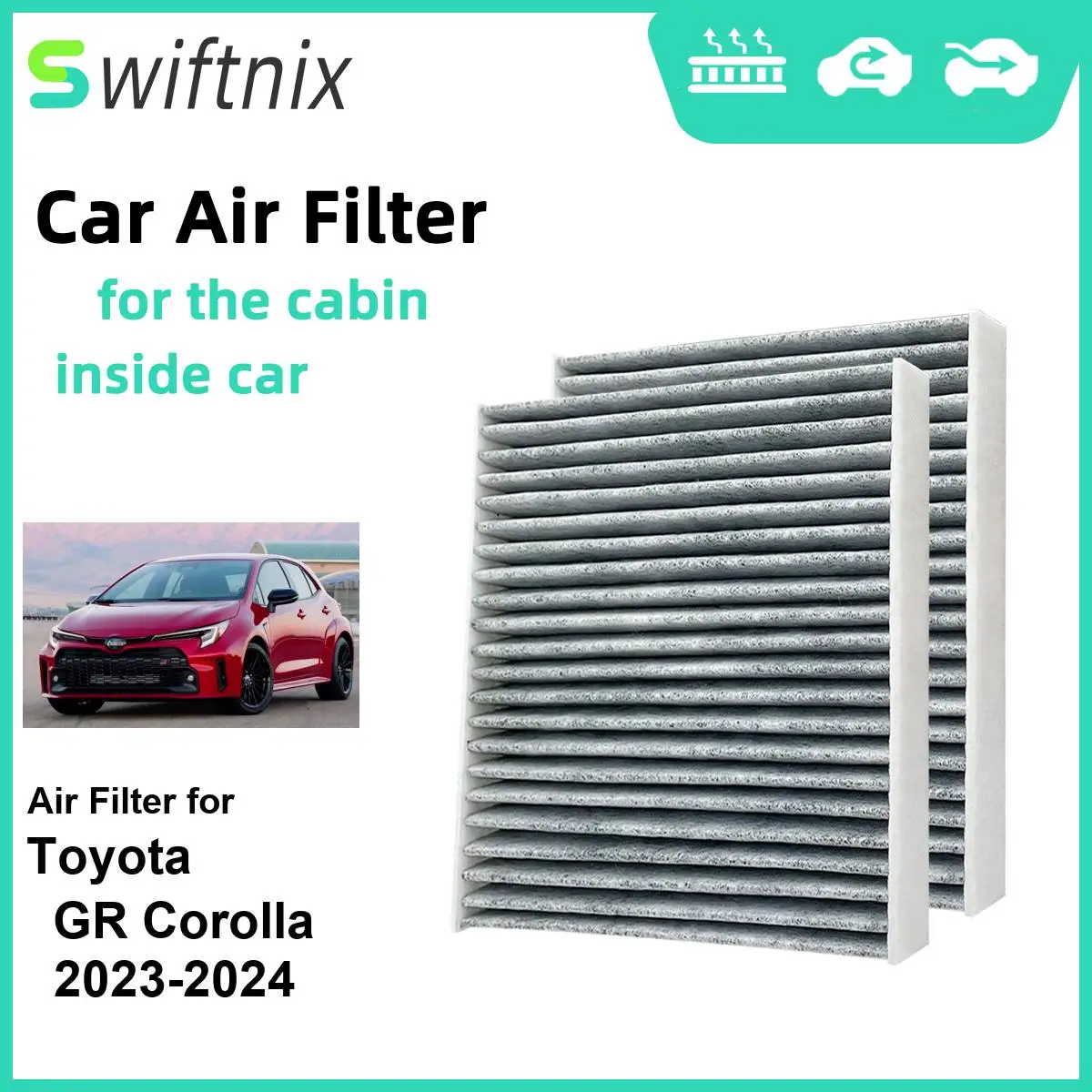 Воздушный фильтр с активированным углем для Toyota GR Corolla 2023-2024 CF12157 87139-0E040 87139-0R030 97139-58010, 2 шт.
Воздушный фильтр с активированным углем для Toyota GR Corolla 2023-2024 CF12157 87139-0E040 87139-0R030 97139-58010, 2 шт.