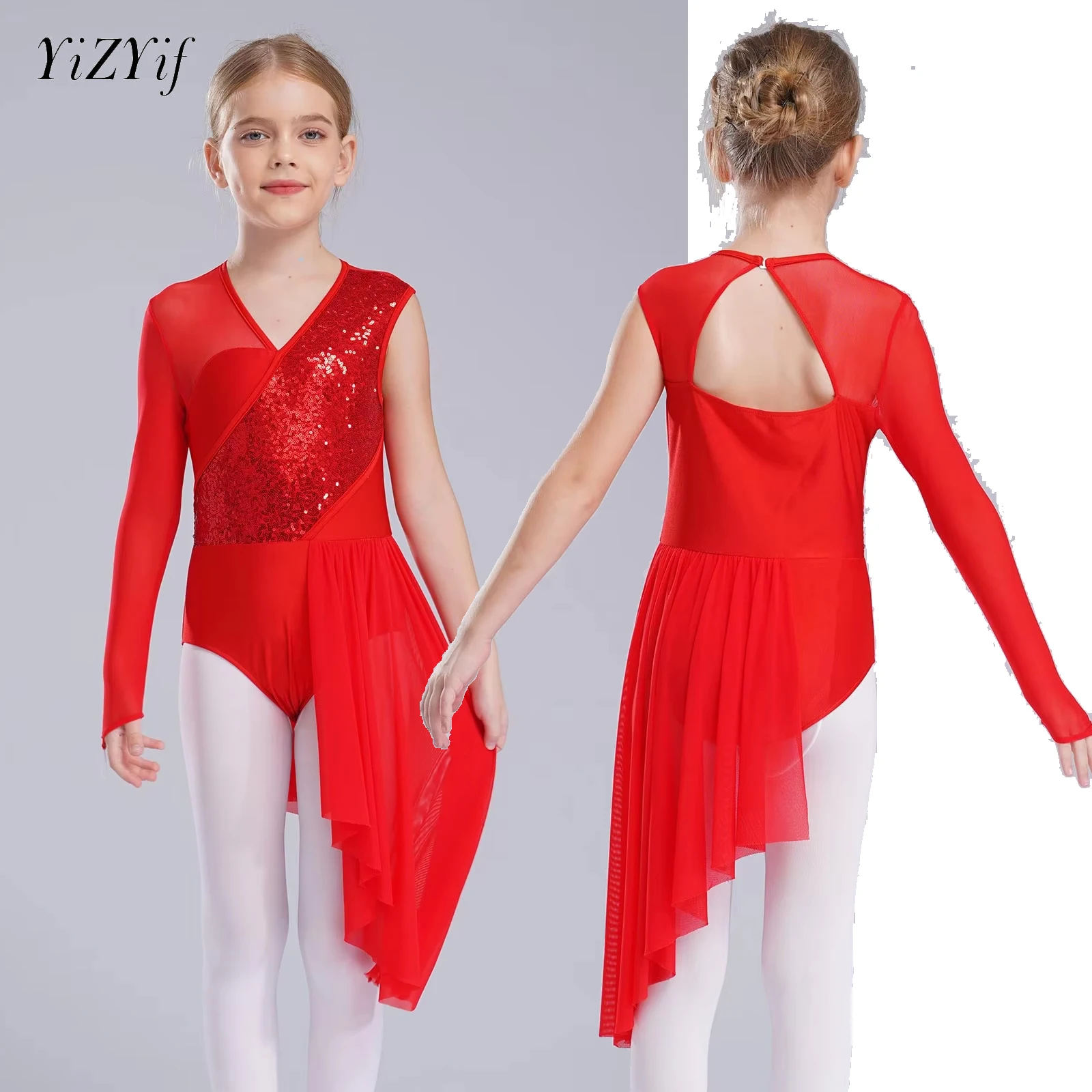 Kids Girls Ballet Dance Dress V-neck Cutout Back Sequins Skirted Leotard Gymnastics Modern Contemporary Lyrical Dance Clothes
Kids Girls Ballet Dance Dress V-neck Cutout Back Sequins Skirted Leotard Gymnastics Modern Contemporary Lyrical Dance Clothes