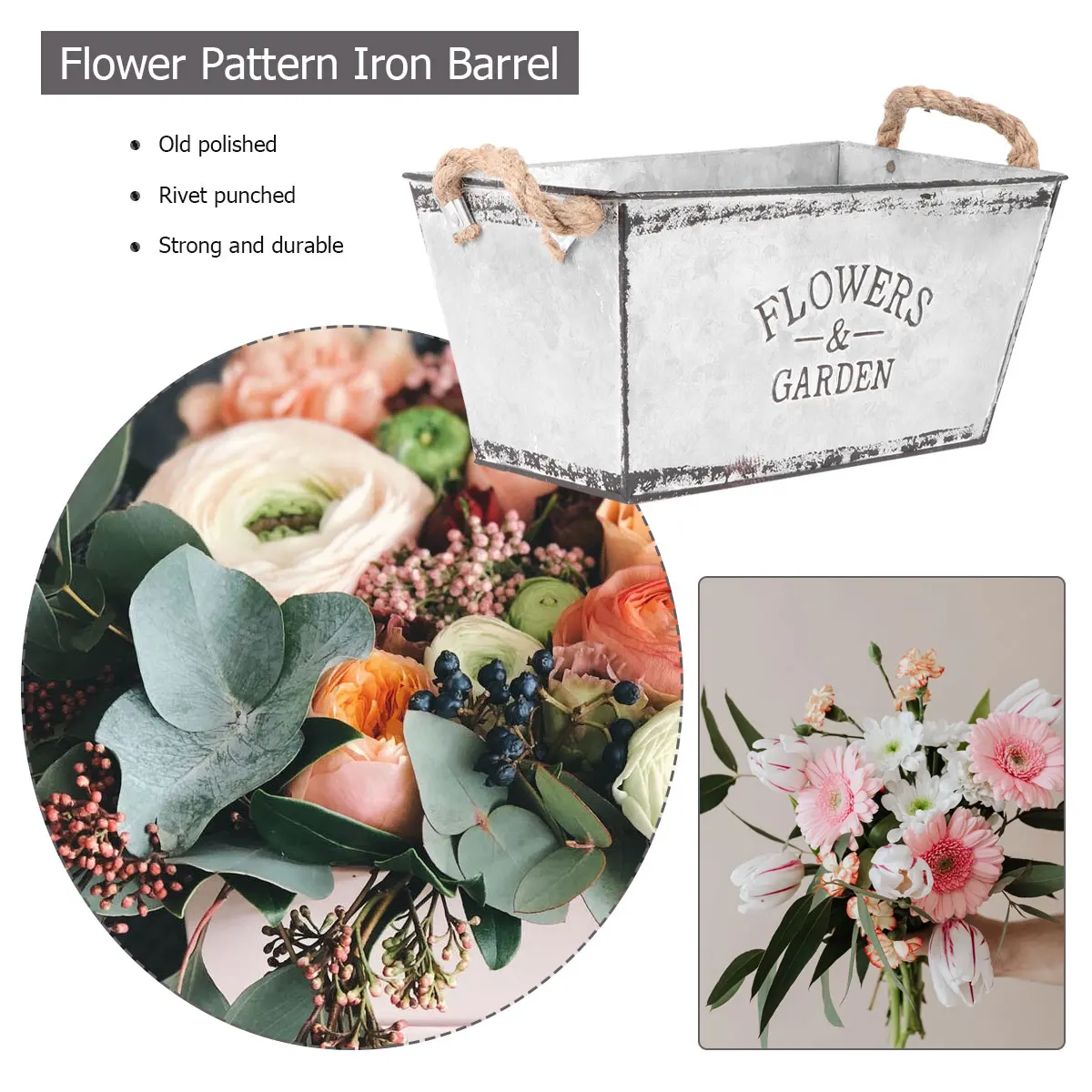 Iron Rope Flower Bucket Durable Safe Simple Design Home Decor Plant Holder Vintage Silver Garden Supplies
Iron Rope Flower Bucket Durable Safe Simple Design Home Decor Plant Holder Vintage Silver Garden Supplies
