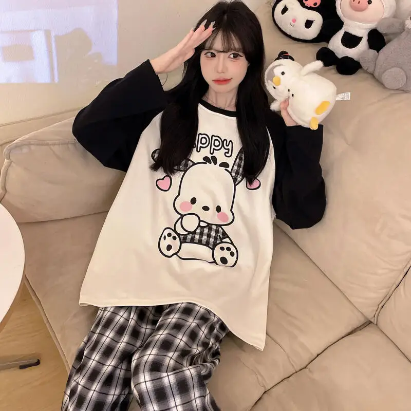 Pochacco женские весенне-осенние хлопковые пижамы Sanrio Hello Kitty, новый кавайный комплект с длинными рукавами в стиле аниме, молодежная домашняя одежда большого размера
Pochacco женские весенне-осенние хлопковые пижамы Sanrio Hello Kitty, новый кавайный комплект с длинными рукавами в стиле аниме, молодежная домашняя одежда большого размера