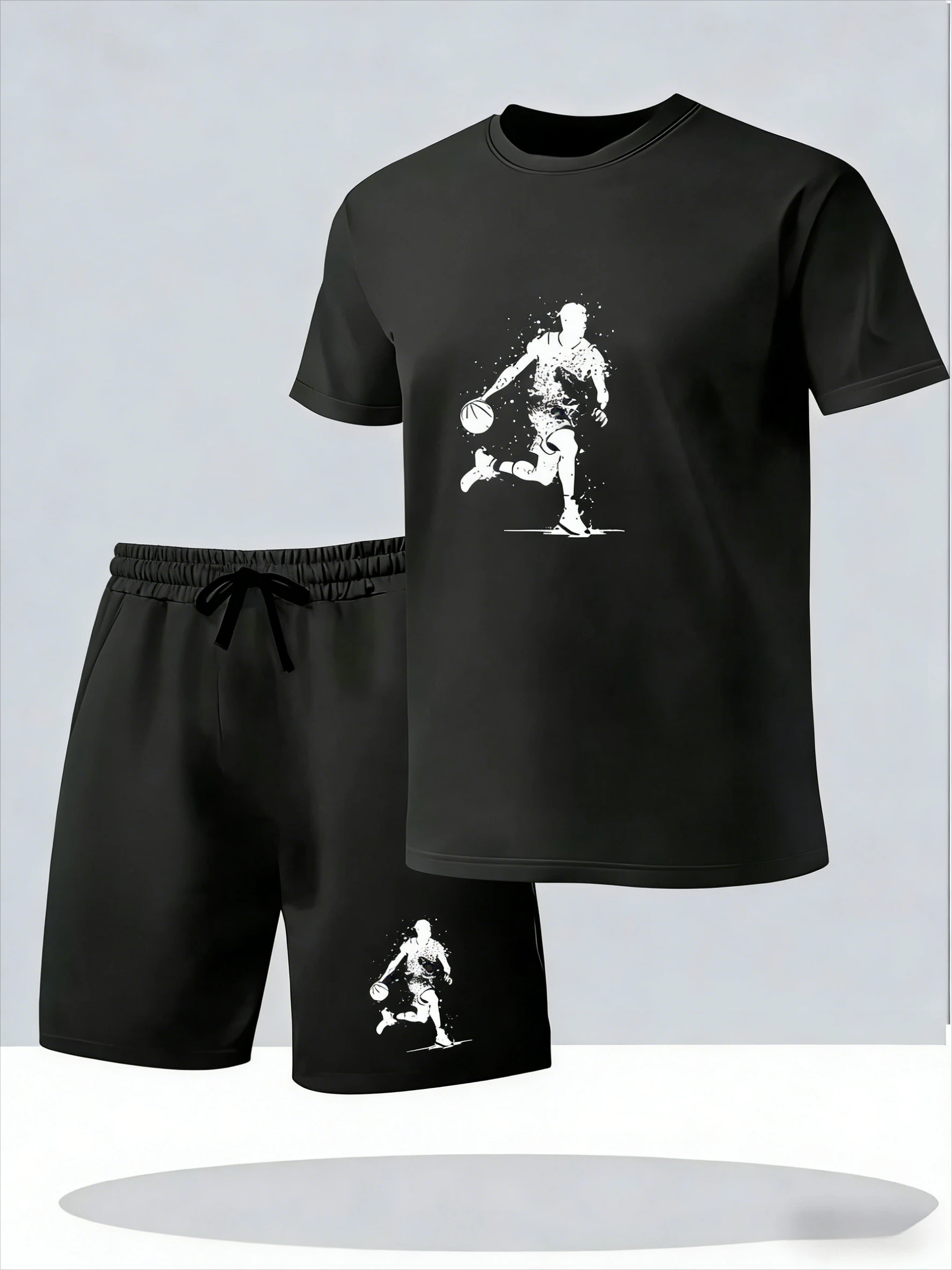 Men's summer two-piece T-shirt and shorts set, with a casual street style, round-neck design, polyester blend fabric
Men's summer two-piece T-shirt and shorts set, with a casual street style, round-neck design, polyester blend fabric