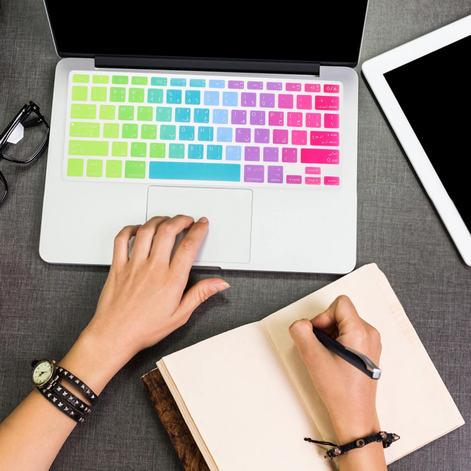 2Pcs Thin Silicone Arabic Keyboard Membrane for 13Inch Laptop Pro Full Coverage Protector Skin with Clear Printed Symbols
2Pcs Thin Silicone Arabic Keyboard Membrane for 13Inch Laptop Pro Full Coverage Protector Skin with Clear Printed Symbols