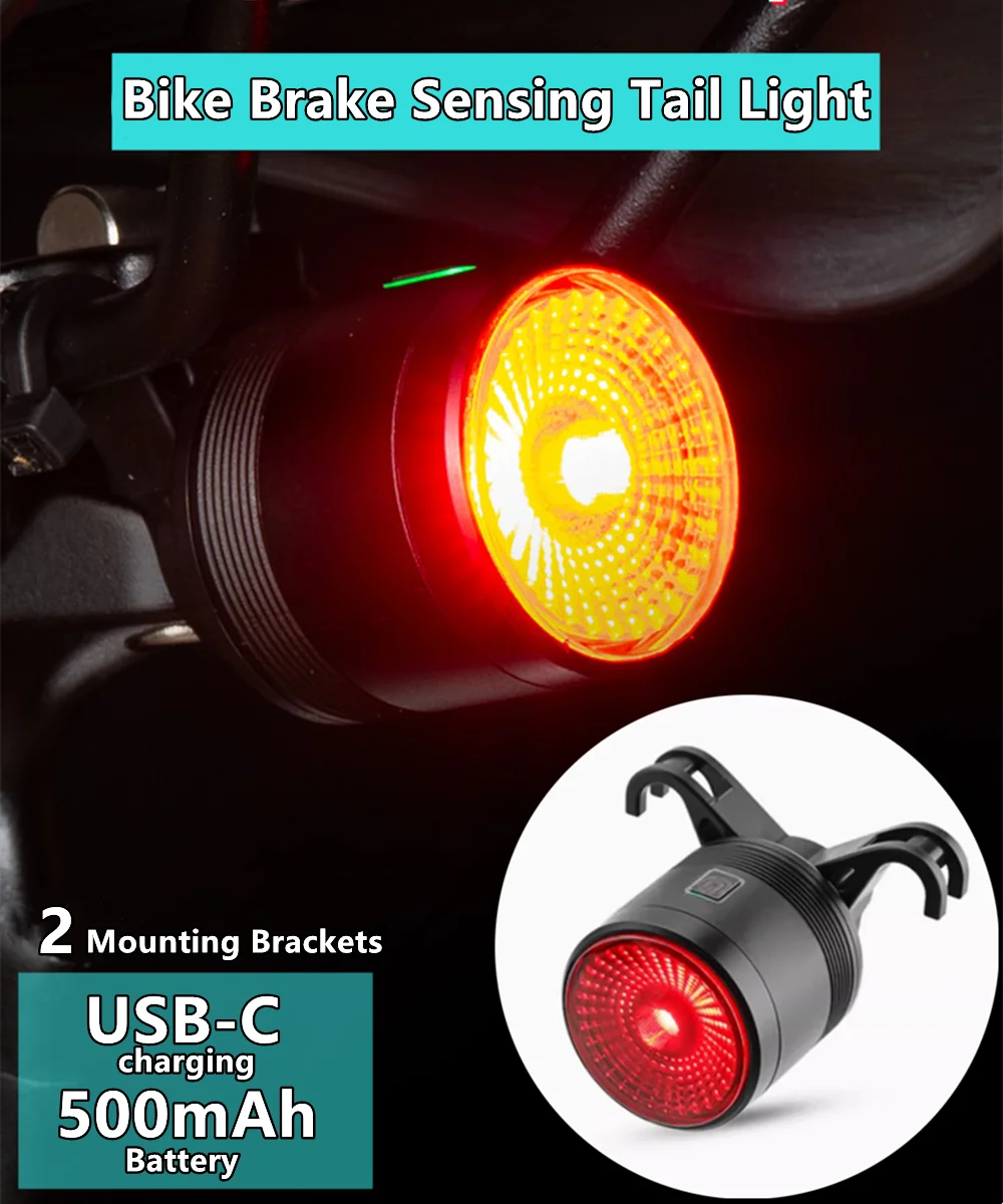Bicycle Brake Sensing Tail Light LED Bike Rear Safety Flash Taillights Road Mountain Cycling USB Rechargeable 5 Modes Waterproof
Bicycle Brake Sensing Tail Light LED Bike Rear Safety Flash Taillights Road Mountain Cycling USB Rechargeable 5 Modes Waterproof