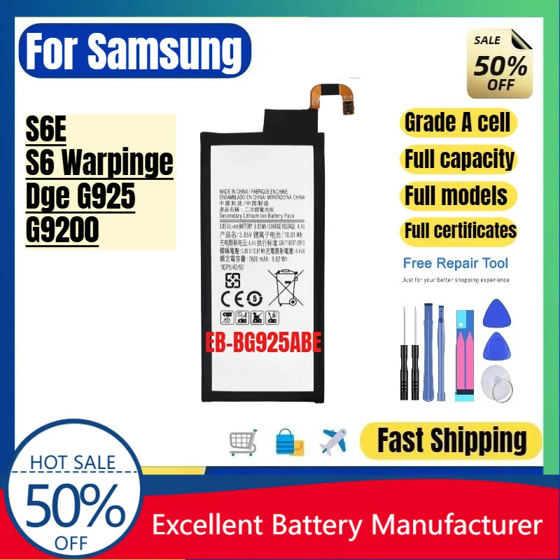 0 Cycle EB BG925ABE Battery for Samsung Galaxy S6 Edge G925 Phone High Quality Replacement Lithium Polymer Grade A Cell & Tools
0 Cycle EB BG925ABE Battery for Samsung Galaxy S6 Edge G925 Phone High Quality Replacement Lithium Polymer Grade A Cell & Tools