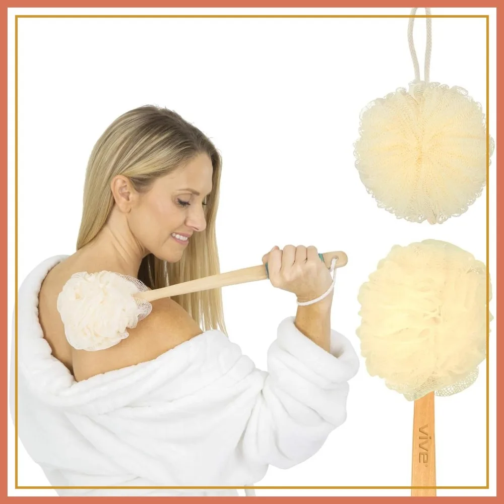 Vive 17” Shower Loofah with Long Handle - Exfoliating Back & Body Scrubber for Men & Women - Luffa Sponge on a Stick for Bathing, Cleaning - Includes Extra Handheld Lufa, Hook & String to Hang on Wall
Vive 17” Shower Loofah with Long Handle - Exfoliating Back & Body Scrubber for Men & Women - Luffa Sponge on a Stick for Bathing, Cleaning - Includes Extra Handheld Lufa, Hook & String to Hang on Wall