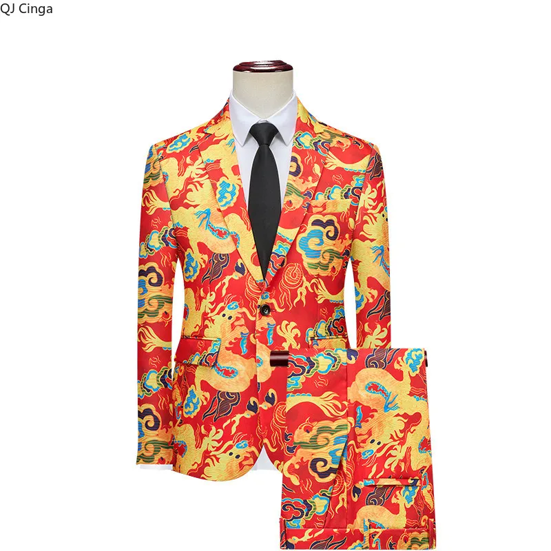 “Red Dragon Printed Men's Suit - Traditional Chinese Style for Ceremonies & Stage Performances”Asian Sizes Slim Fit Sets. 
“Red Dragon Printed Men's Suit - Traditional Chinese Style for Ceremonies & Stage Performances”Asian Sizes Slim Fit Sets.