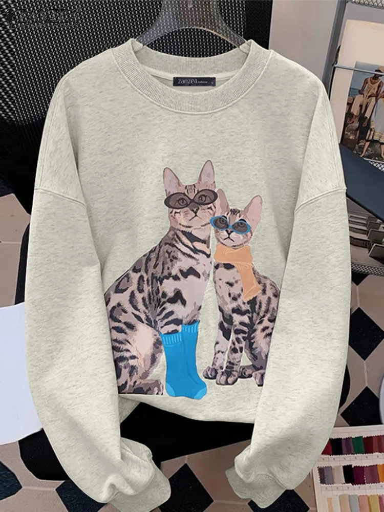 ZANZEA Casual Everyday Pullovers Drop-shoulder 2025 Spring Loose Long Sleeve Sweatshirts Cats Print Women Crew Neck Hoodies
ZANZEA Casual Everyday Pullovers Drop-shoulder 2025 Spring Loose Long Sleeve Sweatshirts Cats Print Women Crew Neck Hoodies