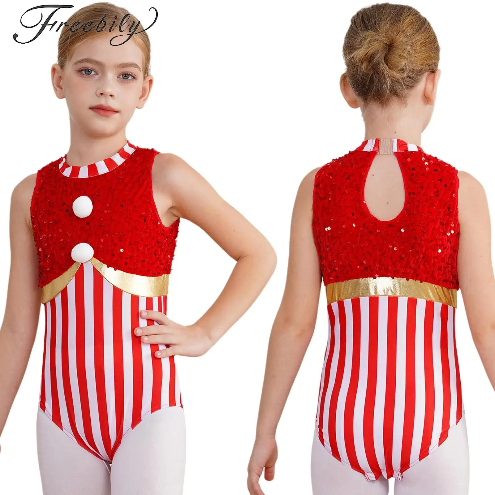 Sleeveless Candy Cane Christmas Ballet Dance Gymnastics Figure Skating Leotard Bodysuit Jumpsuit For Kids Girls Xmas Performance
Sleeveless Candy Cane Christmas Ballet Dance Gymnastics Figure Skating Leotard Bodysuit Jumpsuit For Kids Girls Xmas Performance