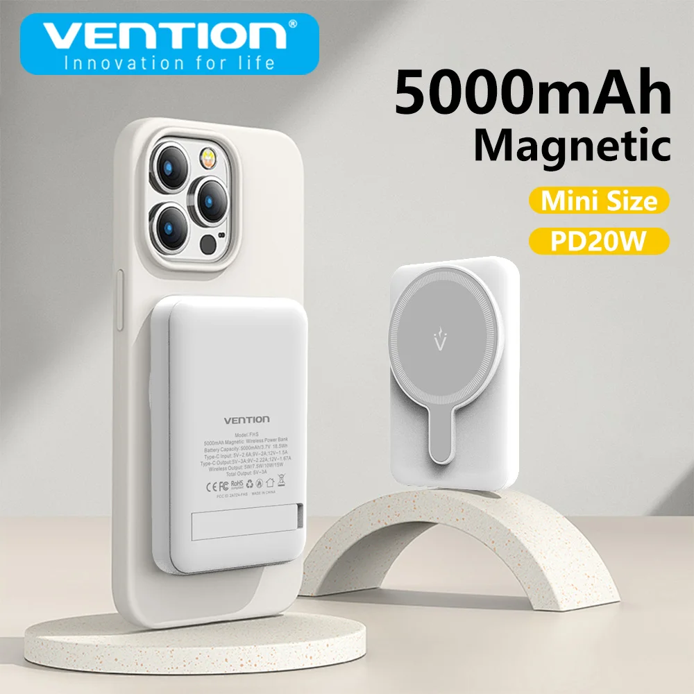 Vention Magnetic Power Bank Wireless 20W for Magsafe External Battery Powerbanks 5000mAh Portable Charger for iphone 15 14 13 12
Vention Magnetic Power Bank Wireless 20W for Magsafe External Battery Powerbanks 5000mAh Portable Charger for iphone 15 14 13 12