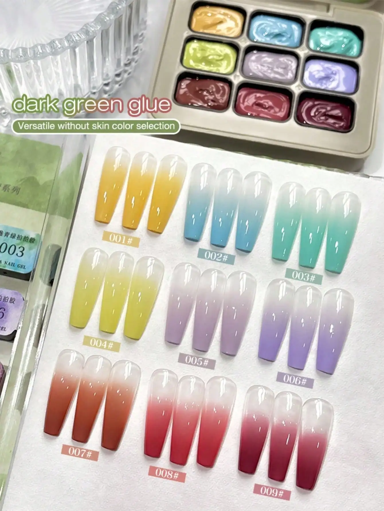 9-colors Dark Green patter glue smudges canned high saturation popular semi-solid nail polish glue-Ban Zhan Qing Lv
9-colors Dark Green patter glue smudges canned high saturation popular semi-solid nail polish glue-Ban Zhan Qing Lv