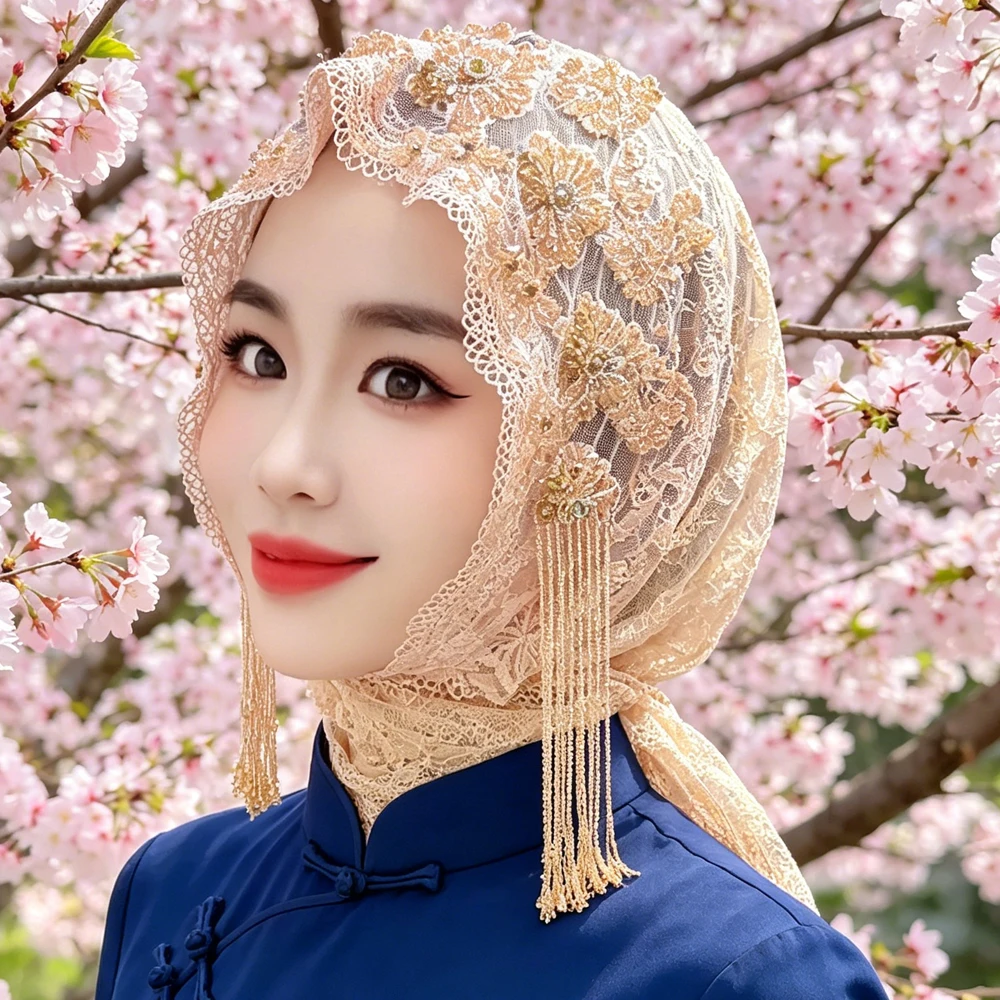 Luxury Fringed Headscarf Women Head Cover Triangular Scarf Shawl Muslim Long Tassel Beads Lace Embroidery Wraps Turbante Mujer
Luxury Fringed Headscarf Women Head Cover Triangular Scarf Shawl Muslim Long Tassel Beads Lace Embroidery Wraps Turbante Mujer