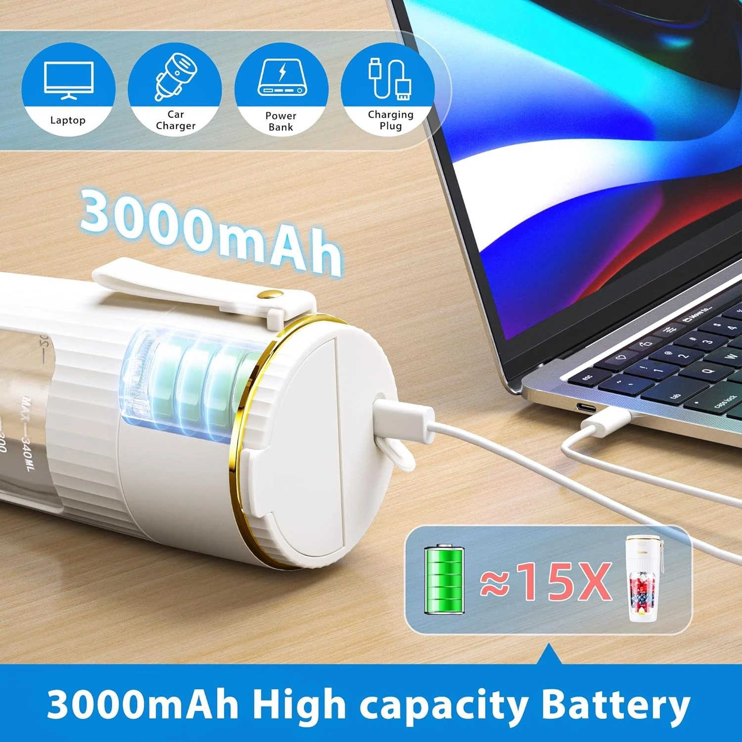 Compact Rechargeable Portable Blender with 10 Blades, Personal Size for Shakes and Smoothies, 3000mAh Mini Fruit Juice Mixer, Tr
Compact Rechargeable Portable Blender with 10 Blades, Personal Size for Shakes and Smoothies, 3000mAh Mini Fruit Juice Mixer, Tr