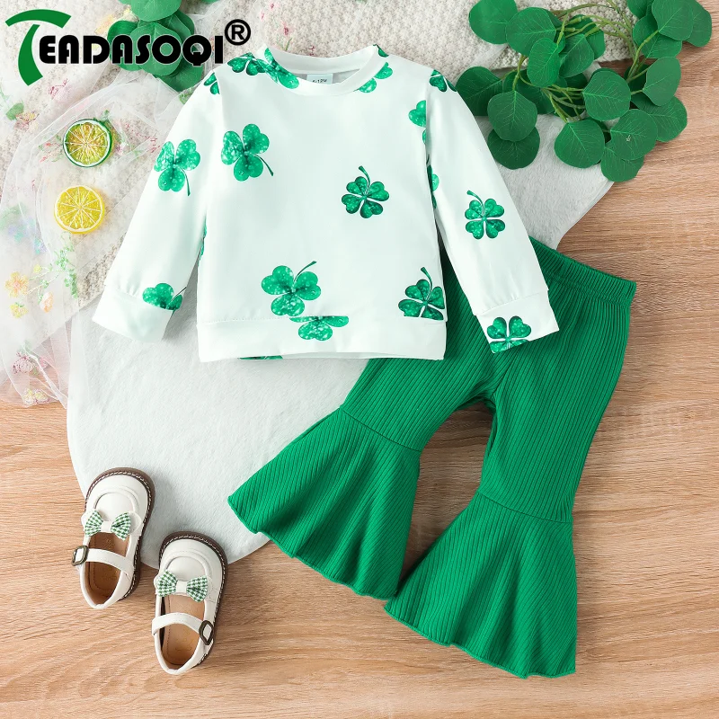 6M-4Y Todder Newborn Clothes Outfit Kids Baby Girls Lucky Four-leaf Clover Print Long-sleeved Top+Ribbed Flared Pants Infant Set
6M-4Y Todder Newborn Clothes Outfit Kids Baby Girls Lucky Four-leaf Clover Print Long-sleeved Top+Ribbed Flared Pants Infant Set
