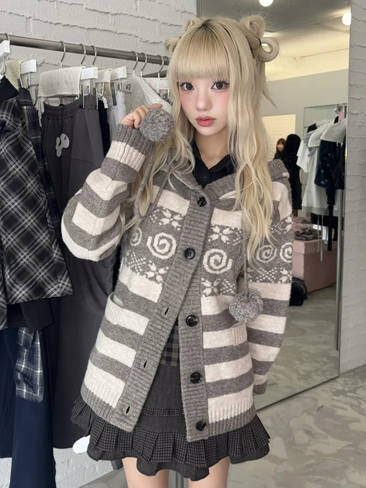 Y2K Sle Hugyourskin полосатый трикотаж с капюшоном свободный женский свитер кардиган верхняя одежда повседневный свободный крой хлопок длинный...
Y2K Sle Hugyourskin полосатый трикотаж с капюшоном свободный женский свитер кардиган верхняя одежда повседневный свободный крой хлопок длинный...