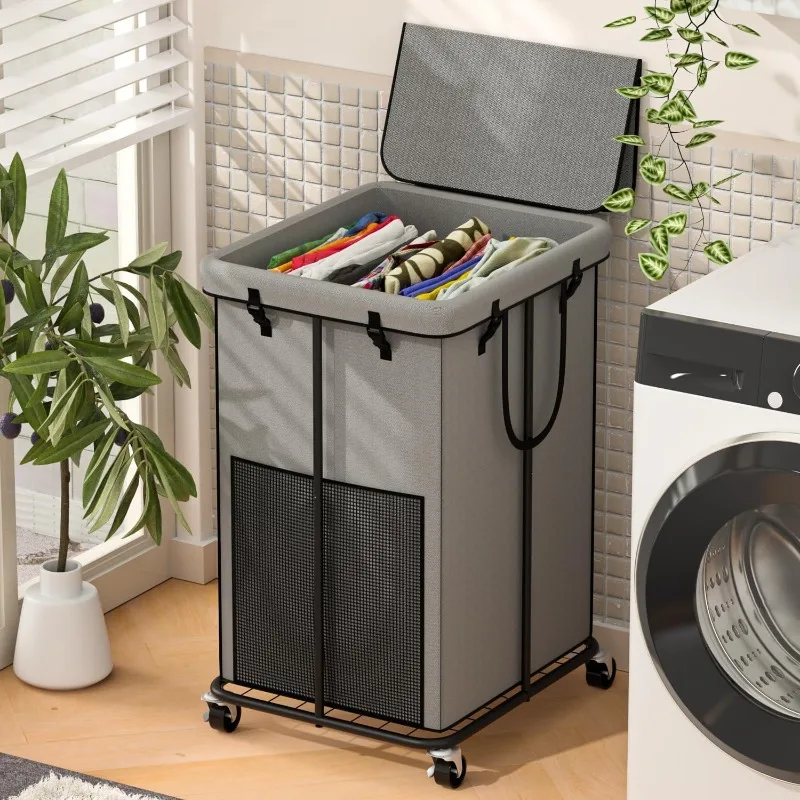 150L Large Laundry Hampers with Lid, Oxford Fabric Laundry Hampers, Metal Frame and Removable Bag Design with Wheels
150L Large Laundry Hampers with Lid, Oxford Fabric Laundry Hampers, Metal Frame and Removable Bag Design with Wheels