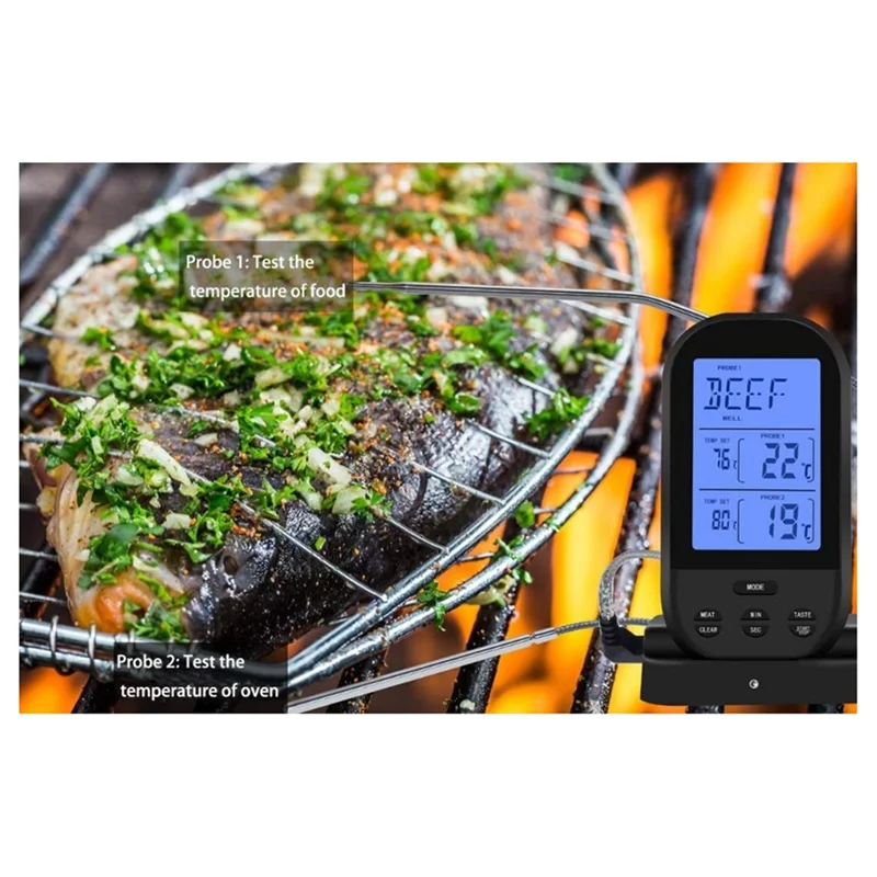 CQMF-For Beef Smoker Wireless Digital Meat Thermometer With Dual Probe Cook Kitchen Timer For Oven Grill BBQ
CQMF-For Beef Smoker Wireless Digital Meat Thermometer With Dual Probe Cook Kitchen Timer For Oven Grill BBQ