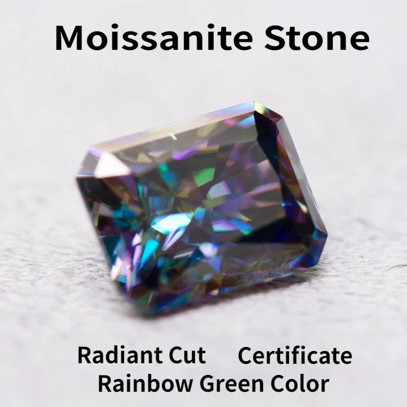 Wholesale Moissanite Stone Rainbow Green Color Radiant Cut for Jewely Making DIY Ring Necklace Earrings with GRA Certificate
Wholesale Moissanite Stone Rainbow Green Color Radiant Cut for Jewely Making DIY Ring Necklace Earrings with GRA Certificate