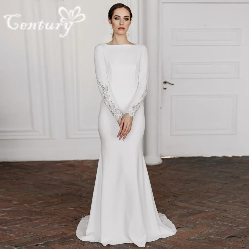 Civil Wedding Dresses Mermaid 2025 Long Sleeve Backless Lace Appliques Simple Plain Bridal Gowns for Women Bride Customized
Civil Wedding Dresses Mermaid 2025 Long Sleeve Backless Lace Appliques Simple Plain Bridal Gowns for Women Bride Customized