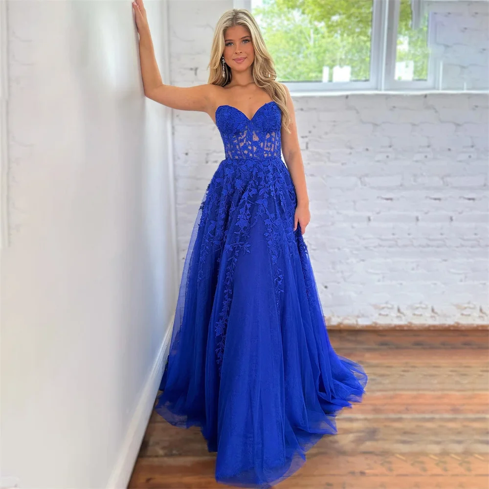 Lily Royal Blue Long Party Dress Vintage Appliques Lace Night Dresses Sweetheart Neck Celebrity Dress Custom vestidos de fiesta
Lily Royal Blue Long Party Dress Vintage Appliques Lace Night Dresses Sweetheart Neck Celebrity Dress Custom vestidos de fiesta