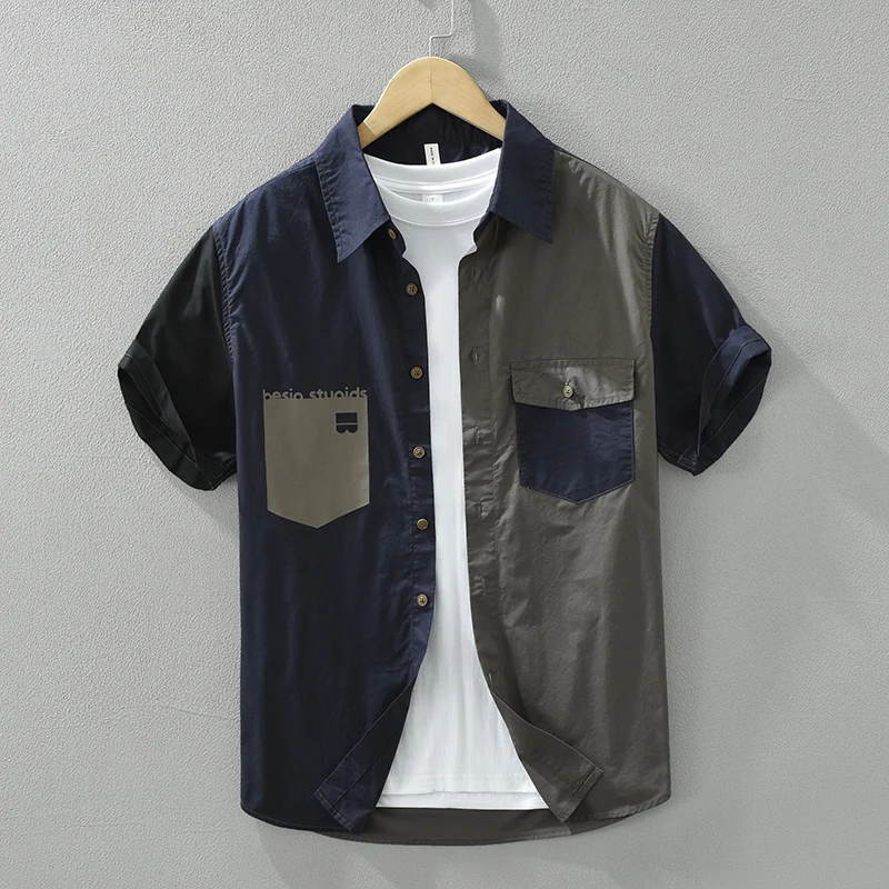 Fashion Patchwork Short Sleeve Shirts for Men 2024 Summer New Plus Size Casual Loose Cotton Shirts
Fashion Patchwork Short Sleeve Shirts for Men 2024 Summer New Plus Size Casual Loose Cotton Shirts