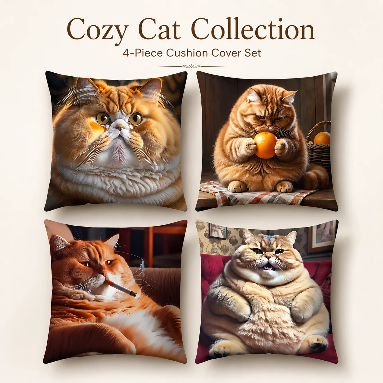 Funny Fat Cat Pillow Covers 4PCS Set 2D Flat Printed Peach Skin Cozy Cushion Covers Coussin Room Decor For Sofa Gift
Funny Fat Cat Pillow Covers 4PCS Set 2D Flat Printed Peach Skin Cozy Cushion Covers Coussin Room Decor For Sofa Gift