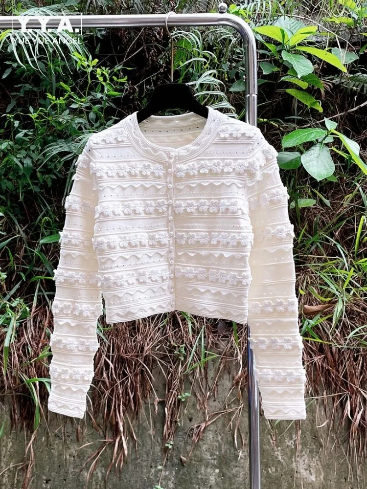Women Knitted Cardigan Spring Long Sleeve O Neck Hollow Out Flowers Sweet Short Jacket Pearl Single Breasted Office Lady Outwear
Women Knitted Cardigan Spring Long Sleeve O Neck Hollow Out Flowers Sweet Short Jacket Pearl Single Breasted Office Lady Outwear