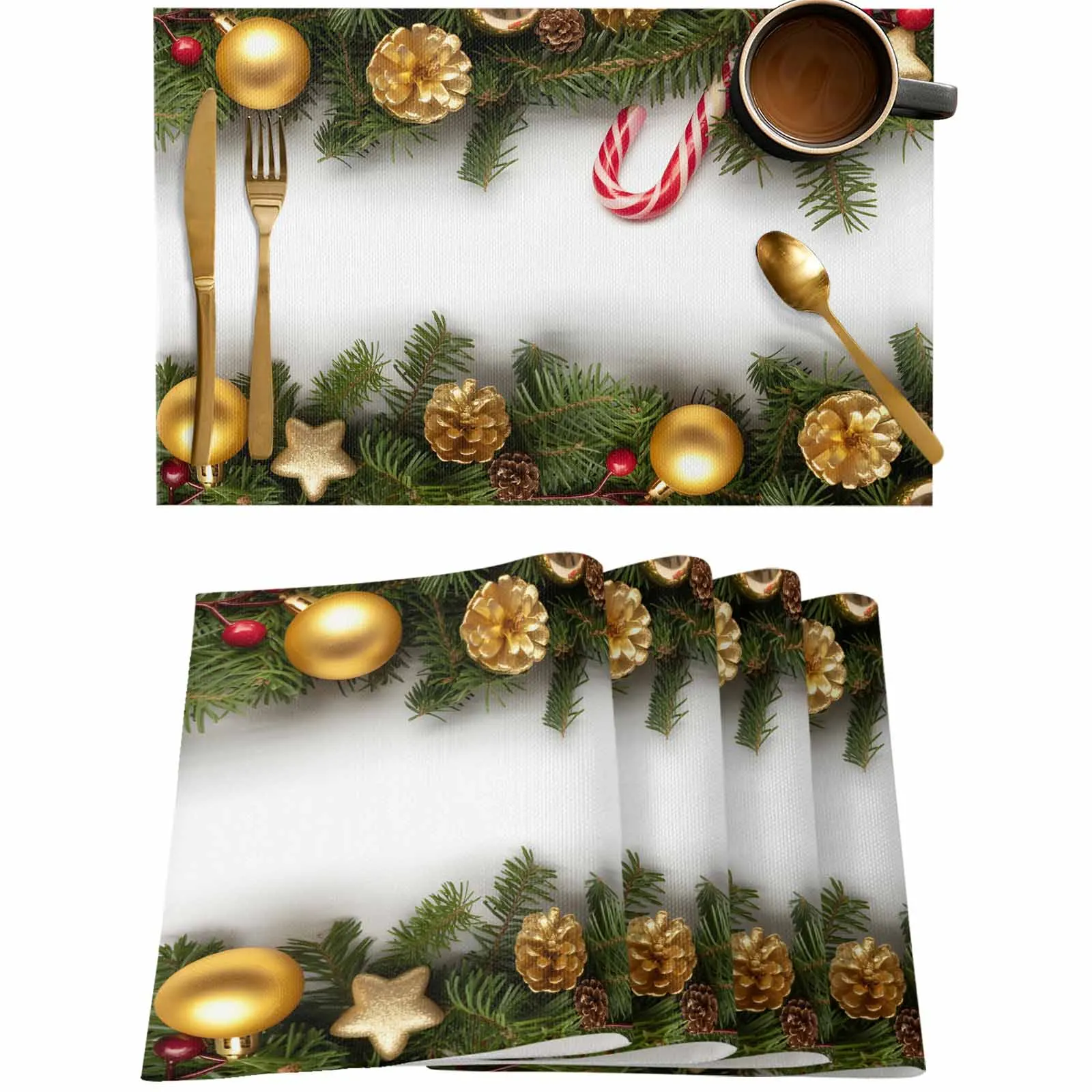 4/6 Pcs Classic Winter Pine Cones Decoration Placemat Wedding Party Dining Decor Linen Table Mat Kitchen Accessories
4/6 Pcs Classic Winter Pine Cones Decoration Placemat Wedding Party Dining Decor Linen Table Mat Kitchen Accessories