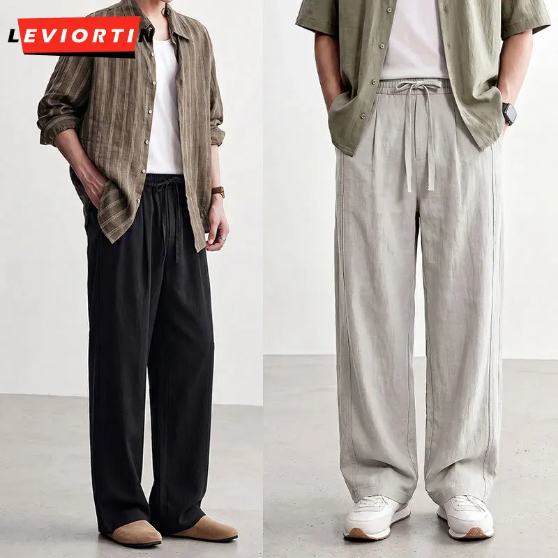 Men Minimalist Thin Linen Pants Lightweight Breathable Summer Autumn Loose Drawstring Drape Wide Leg Trendy Casual Long Trousers
Men Minimalist Thin Linen Pants Lightweight Breathable Summer Autumn Loose Drawstring Drape Wide Leg Trendy Casual Long Trousers