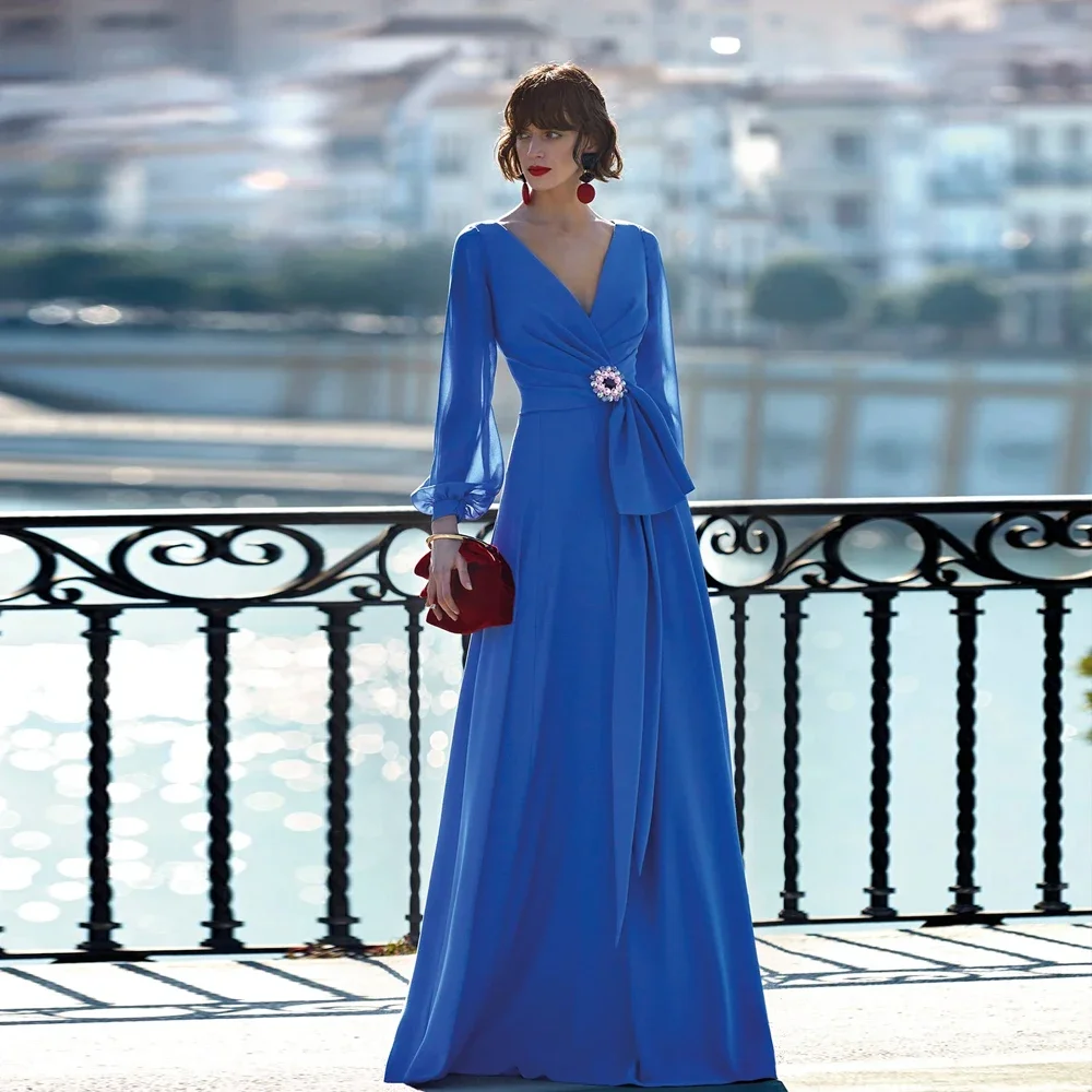 2024 V Neck Long Crystal Pleat Floor Length A-Line Sleeves Wedding Party Gowns Simple Mother of the Bride Dresses
2024 V Neck Long Crystal Pleat Floor Length A-Line Sleeves Wedding Party Gowns Simple Mother of the Bride Dresses