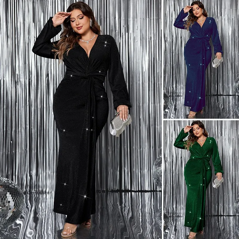 Elegant Party Dress for Woman Evening V Neck Rhinestone Wrap Front Gown Floor Length Maxi Dress Black with Knotted Waist
Elegant Party Dress for Woman Evening V Neck Rhinestone Wrap Front Gown Floor Length Maxi Dress Black with Knotted Waist