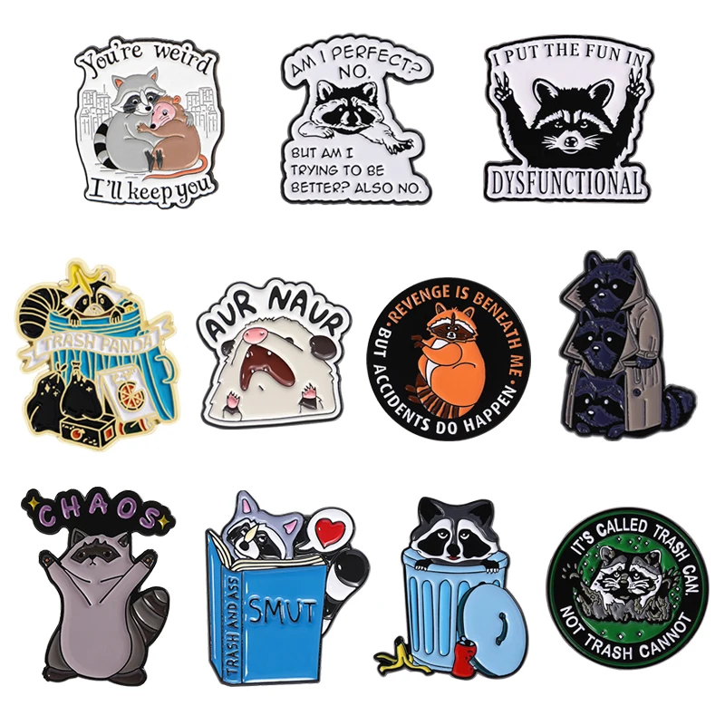 Cute Raccoon Enamel Pins Cartoon Funny Trash Panda Animal Metal Brooches Lapel Backpack Badge Jewelry Gifts for Kids Friends
Cute Raccoon Enamel Pins Cartoon Funny Trash Panda Animal Metal Brooches Lapel Backpack Badge Jewelry Gifts for Kids Friends