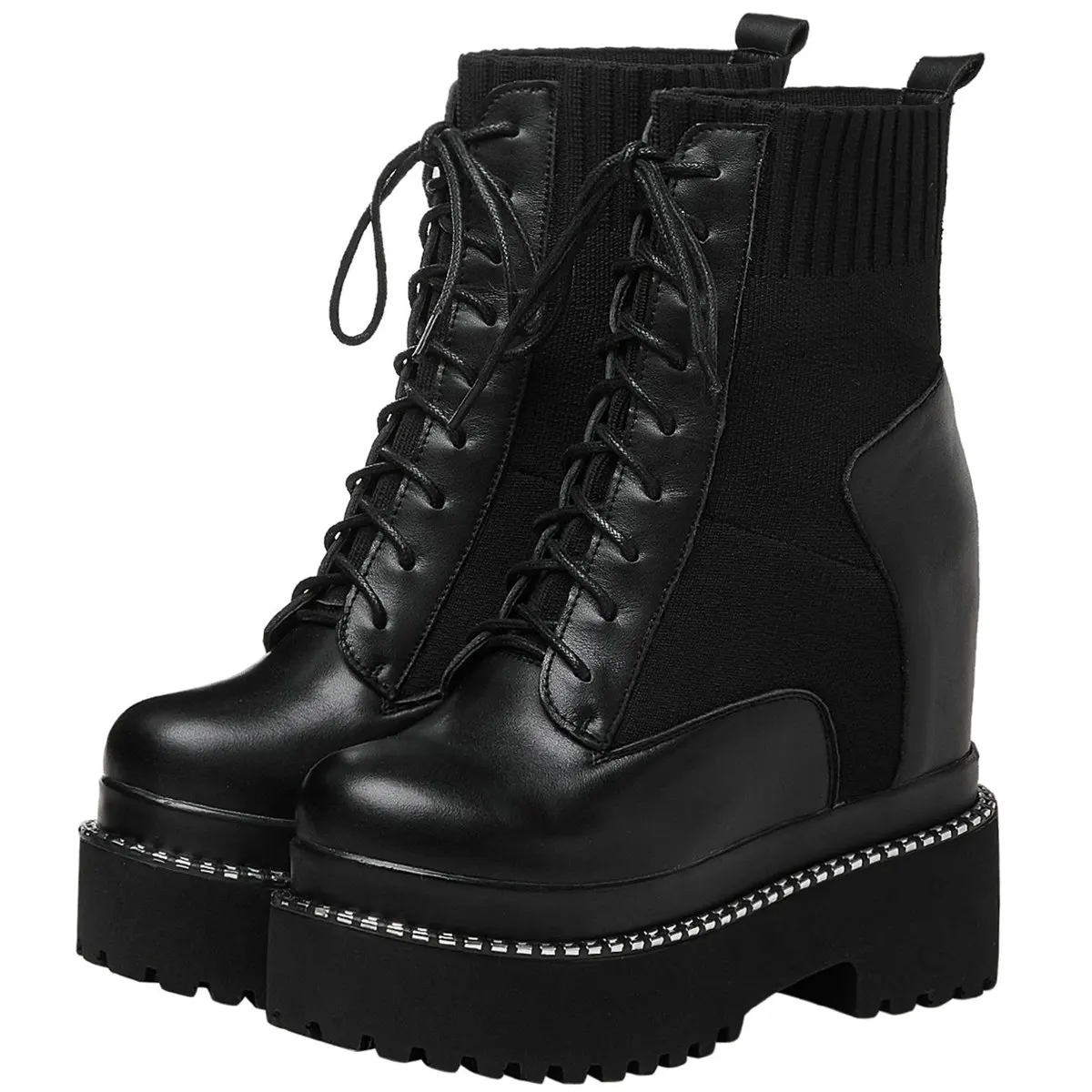 Women Lace Up Genuine Leather High Heel Motorcycle Boots Female Knitting High Top Round Toe Platform Pumps Shoes Casual Shoes
Women Lace Up Genuine Leather High Heel Motorcycle Boots Female Knitting High Top Round Toe Platform Pumps Shoes Casual Shoes